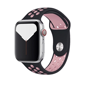 Silicone Sport Strap for Apple Watch, Band Width: 38/40/41mm, Length: S-M, Black/Soft Pink