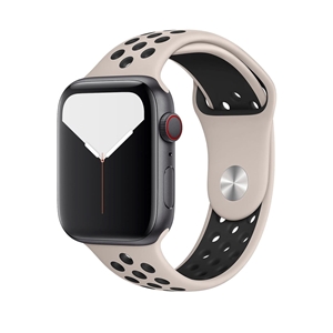 Silicone Sport Strap for Apple Watch, Band Width: 38/40/41mm, Length: S-M, Desert Sand/Black