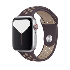 Silicone Sport Strap for Apple Watch, Band Width: 38/40/41mm, Length: S-M, Smokey Brown/Taupe