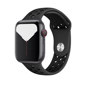 Silicone Sport Strap for Apple Watch, Band Width: 42/44/45mm, Length: S-M, Anthracite/Black