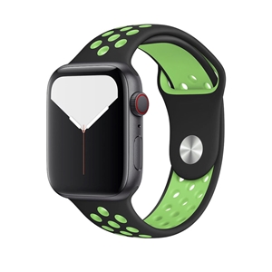 Silicone Sport Strap for Apple Watch, Band Width: 42/44/45mm, Length: S-M, Black/Lime Blast