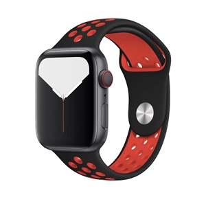Silicone Sport Strap for Apple Watch, Band Width: 42/44/45mm, Length: S-M, Black/Red