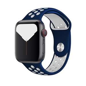 Silicone Sport Strap for Apple Watch, Band Width: 42/44/45mm, Length: S-M, Midnight Blue/White