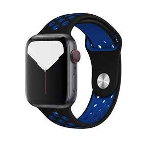 Silicone Sport Strap for Apple Watch, Band Width: 38/40/41mm, Length: M-L, Black/Blue