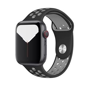 Silicone Sport Strap for Apple Watch, Band Width: 38/40/41mm, Length: M-L, Black/Cool Grey