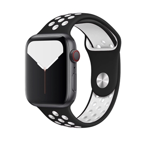 Silicone Sport Strap for Apple Watch, Band Width: 38/40/41mm, Length: M-L, Black/White