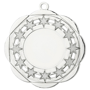 50mm Stars Medal - Silver  Clearance Price 25p