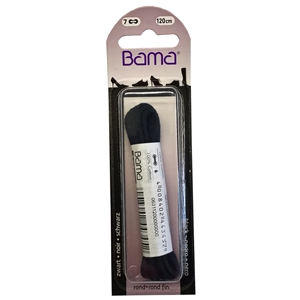 Bama Blister Packed Cotton Laces 120cm Round 009 Black