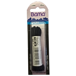 Bama Blister Packed Polyester Laces 120cm Sports Heavy Cord 009 Black