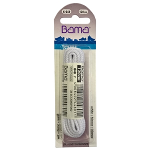Bama Blister Packed Polyester Laces 120cm Sports Heavy Cord 002 White