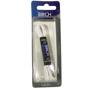 Birch Blister Pack Laces 60cm Round White