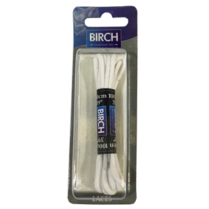 Birch Blister Pack Laces 100cm Round White