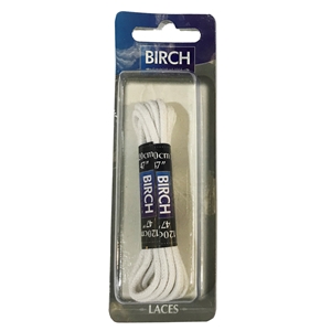 Birch Blister Pack Laces 120cm Round White