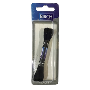 Birch Blister Pack Laces 45cm Fine Flat Black
