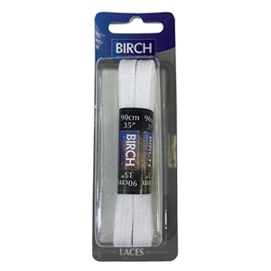 Birch Blister Pack Laces 90cm Flat White
