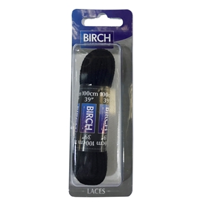 Birch Blister Pack Laces 100cm Flat Black