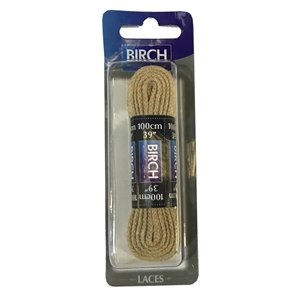 Birch Blister Pack Laces 100cm Flat Beige