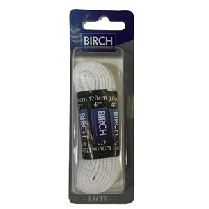 Birch Blister Pack Laces 120cm Flat White