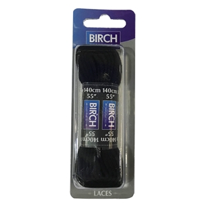 Birch Blister Pack Laces 140cm Flat Black
