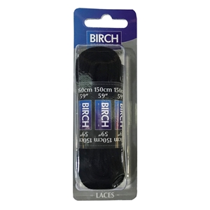 Birch Blister Pack Laces 150cm Flat Black