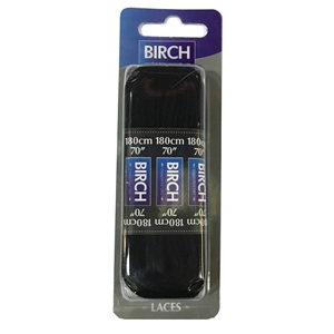 Birch Blister Pack Laces 180cm Flat Black