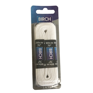 Birch Blister Pack Laces 180cm Flat White