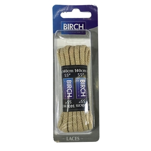 Birch Blister Pack Laces 140cm Cord Beige