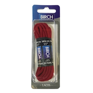 Birch Blister Pack Laces 140cm Cord Red