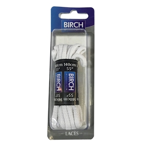 Birch Blister Pack Laces 140cm Cord White