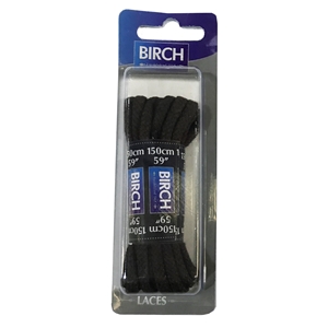 Birch Blister Pack Laces 150cm Cord Black