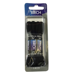 Birch Blister Pack Laces 180cm Cord Black