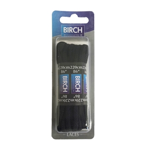 Birch Blister Pack Laces 220cm Cord Black