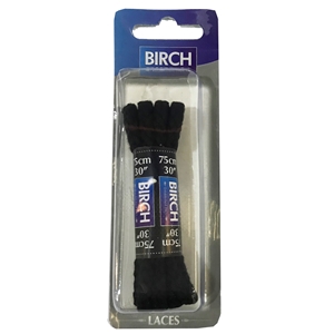 Birch Blister Pack Laces 75cm Chunky Cord Black