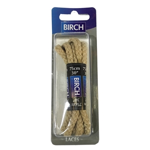 Birch Blister Pack Laces 75cm Chunky Cord Beige