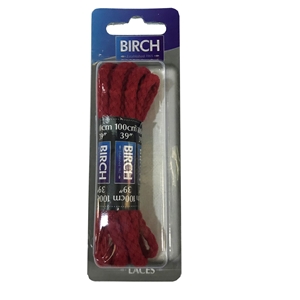 Birch Blister Pack Laces 100cm Chunky Cord Red