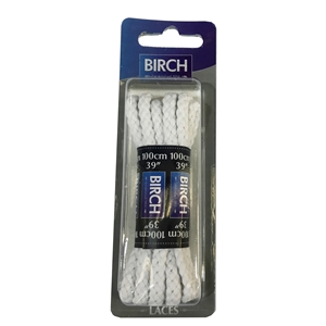 Birch Blister Pack Laces 100cm Chunky Cord White