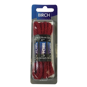 Birch Blister Pack Laces 120cm Chunky Cord Red