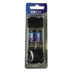 Birch Blister Pack Laces 220cm Chunky Cord Black