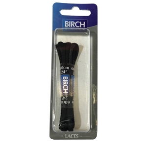 Birch Blister Pack Laces 60cm Round Waxed Black