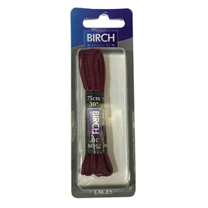 Birch Blister Pack Laces 75cm Round Waxed Bordeaux