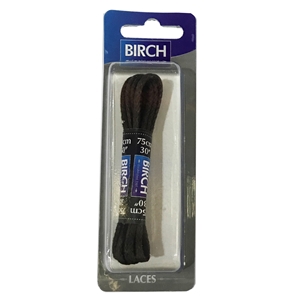 Birch Blister Pack Laces 75cm Round Waxed Brown