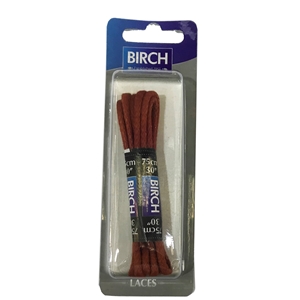 Birch Blister Pack Laces 75cm Round Waxed Tan