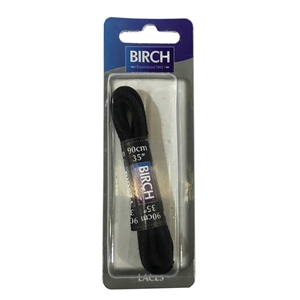 Birch Blister Pack Laces 90cm Round Waxed Black