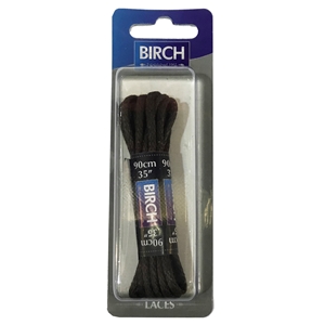 Birch Blister Pack Laces 90cm Round Waxed Brown