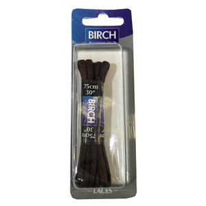 Birch Blister Pack Laces 75cm Waxed Cord Brown