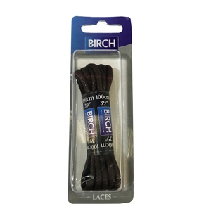 Birch Blister Pack Laces 100cm Waxed Cord Brown