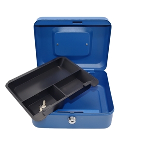 Cash Box with Money Tray - 8 inch - Blue