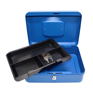 Cash Box with Money Tray - 10 inch - Blue