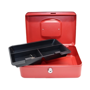 Cash Box with Money Tray - 10 inch - Red