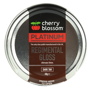 Cherry Blossom Platinum Regimental Gloss Shoe Polish 50ml/40g Tin Dark Tan